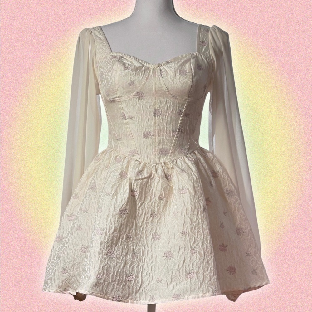 CIDER floral puff sleeve mini dress